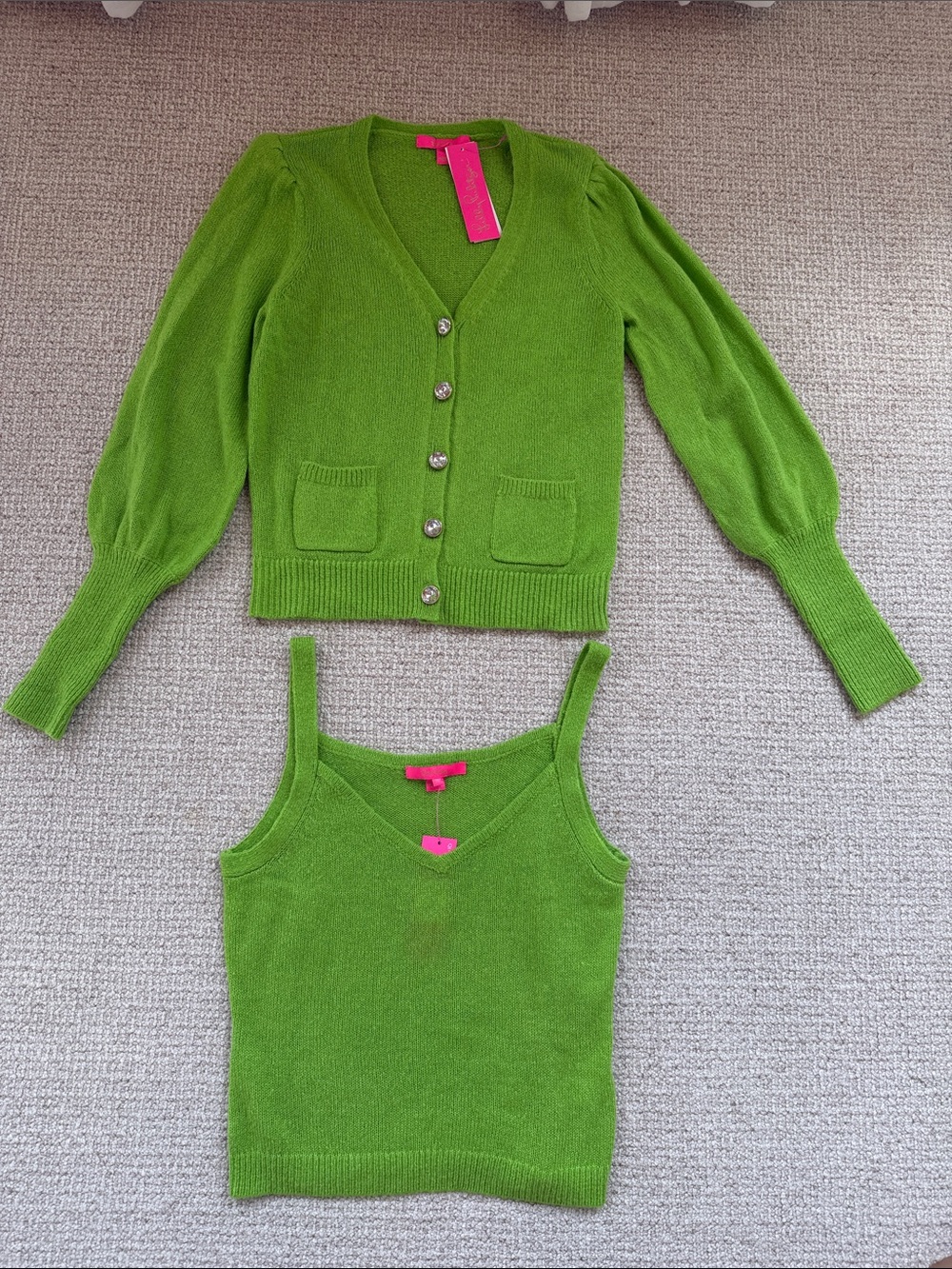 Lilly Pulitzer Green Knit Angeli Cardigan & Tank Set - NWT Size M